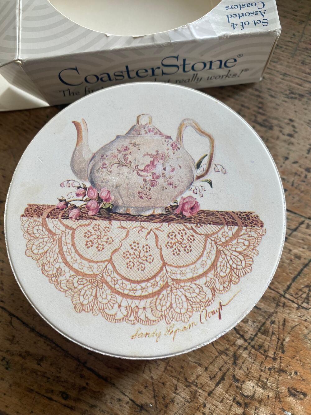 Vintage Teapot Coaster Stone set New in box